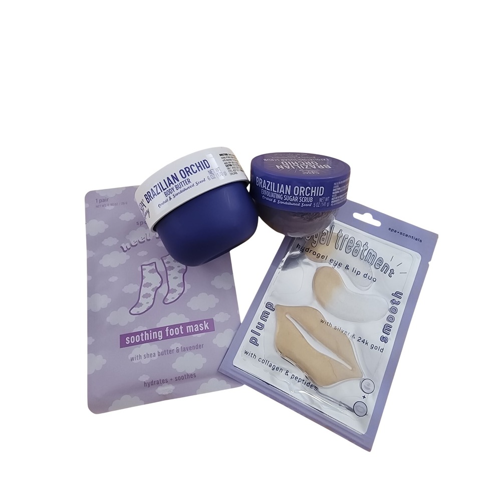 Spa Luxury Brazilian Orchid Body Butter Scrub Set & Spa Scential Mask 4pc Bundle